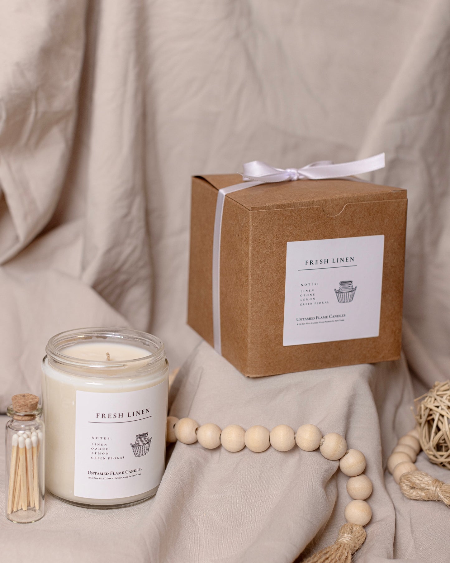 Fresh Linen Soy Wax Candle | Odor Eliminating | Refreshing | Clean | Toxin- Free | Vegan | Spring