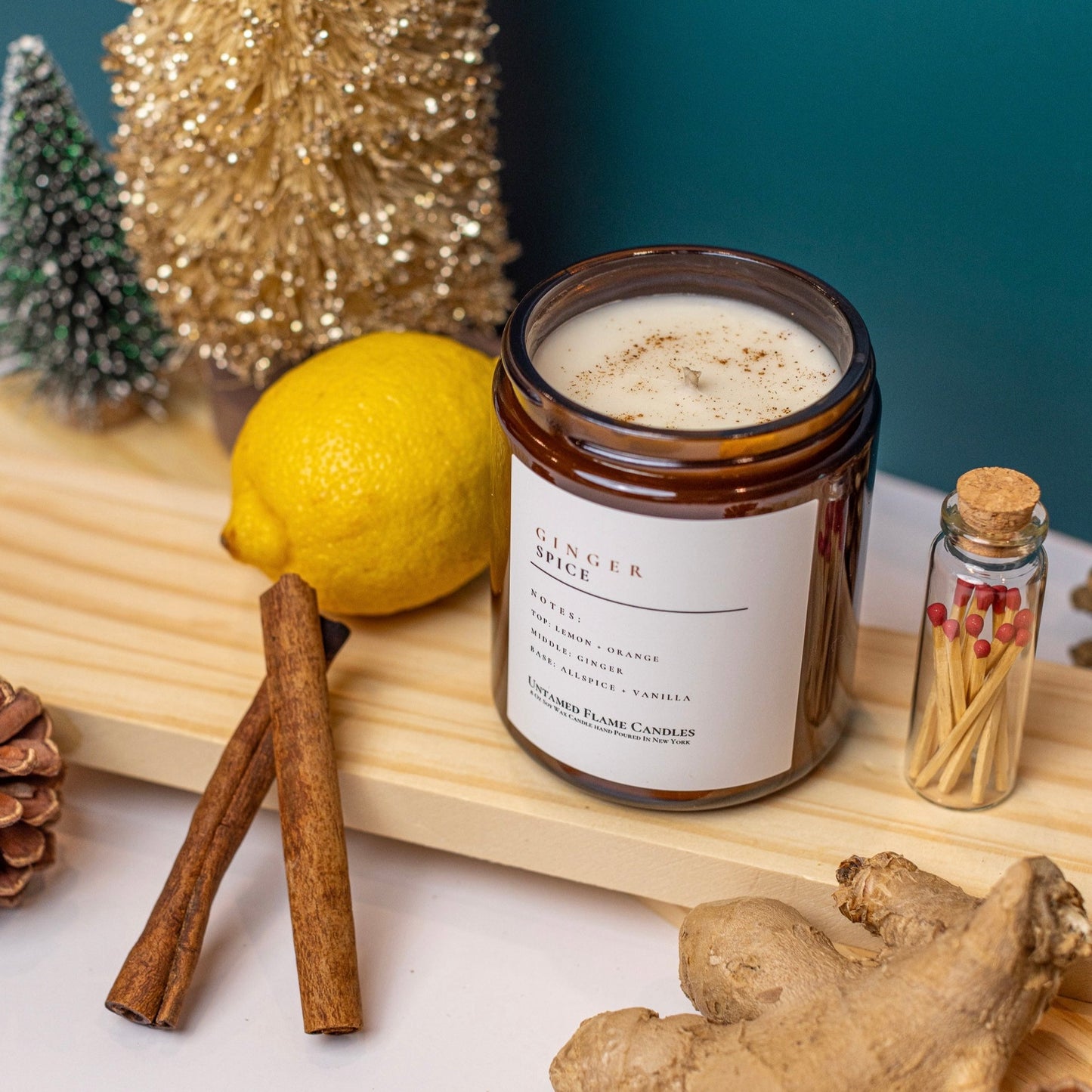 Ginger Spice 8oz Soy Wax Candle | Citrus, Warm Spice, Vanilla Aromatherapy Blend | Invigorating and Comforting Atmosphere