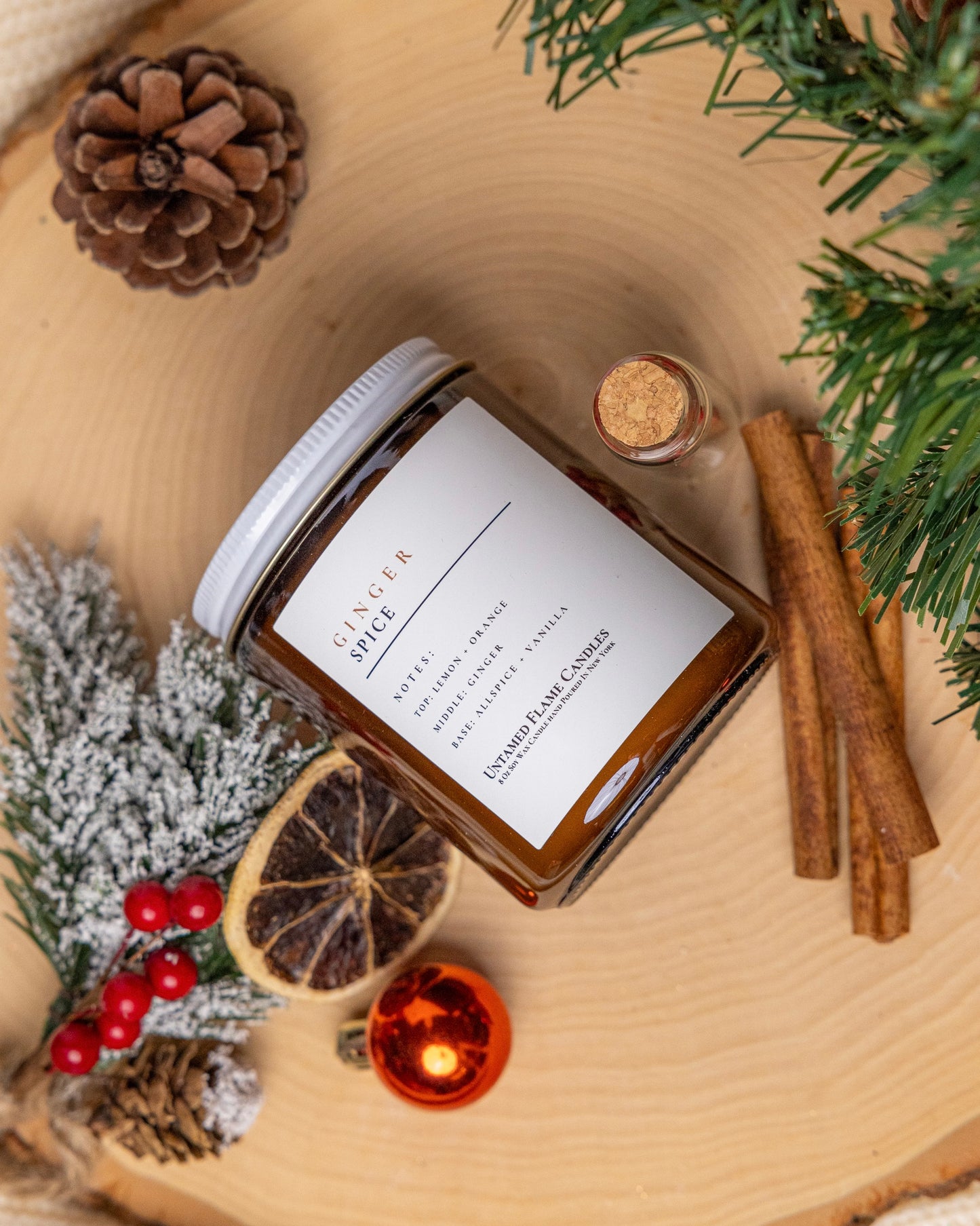 Ginger Spice 8oz Soy Wax Candle | Citrus, Warm Spice, Vanilla Aromatherapy Blend | Invigorating and Comforting Atmosphere