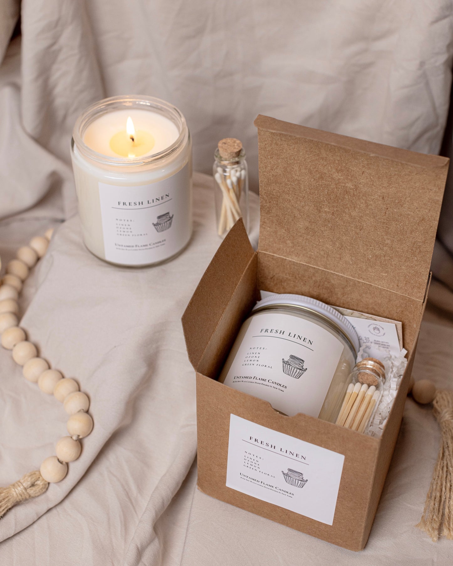 Fresh Linen Soy Wax Candle | Odor Eliminating | Refreshing | Clean | Toxin- Free | Vegan | Spring