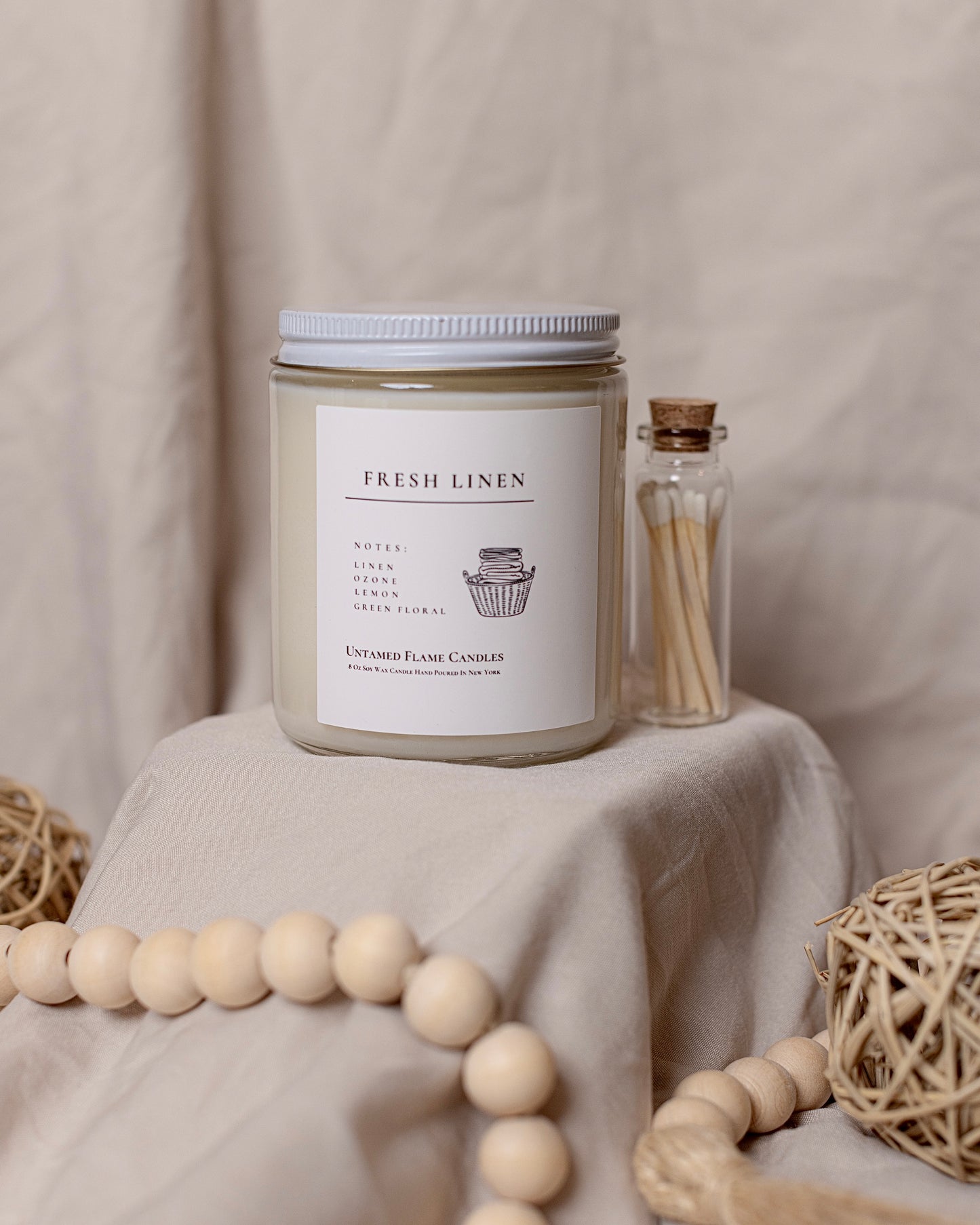 Fresh Linen Soy Wax Candle | Odor Eliminating | Refreshing | Clean | Toxin- Free | Vegan | Spring