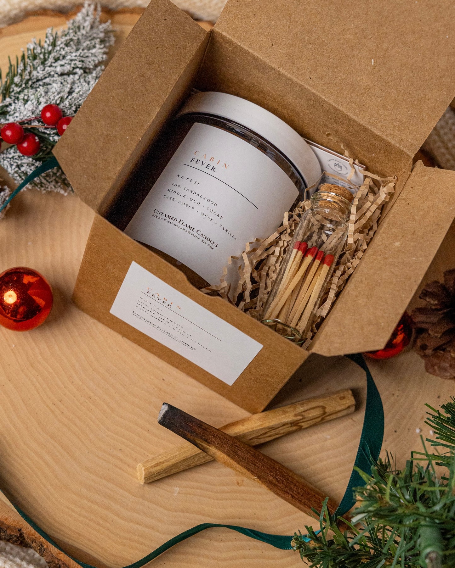 Cabin Fever Soy Wax Candle | Cozy Winter Retreat Aroma | Oud, Sweet Smoke, Incense, Vanilla | De-Stress, Vegan, Matches Included