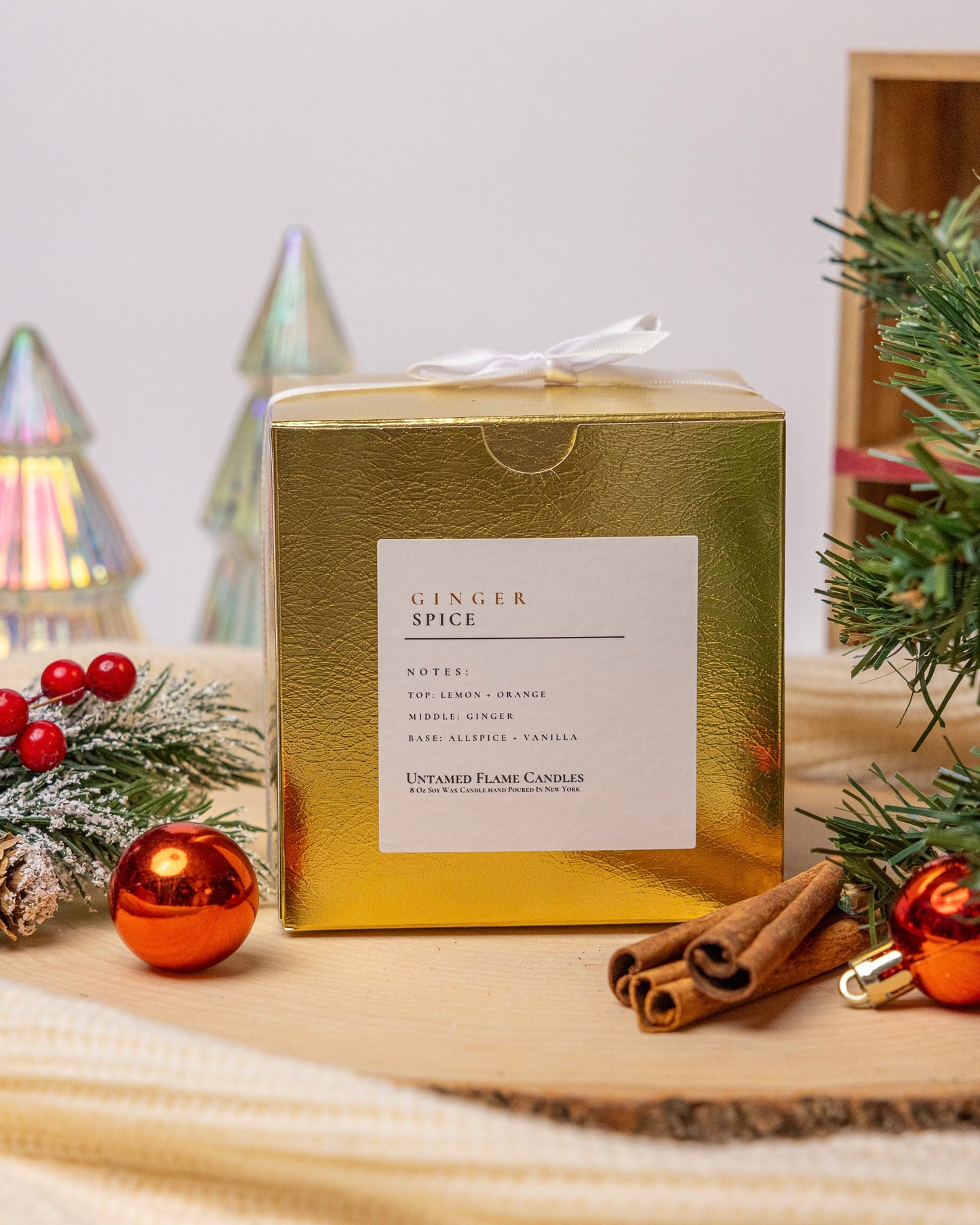 Ginger Spice 8oz Soy Wax Candle | Citrus, Warm Spice, Vanilla Aromatherapy Blend | Invigorating and Comforting Atmosphere
