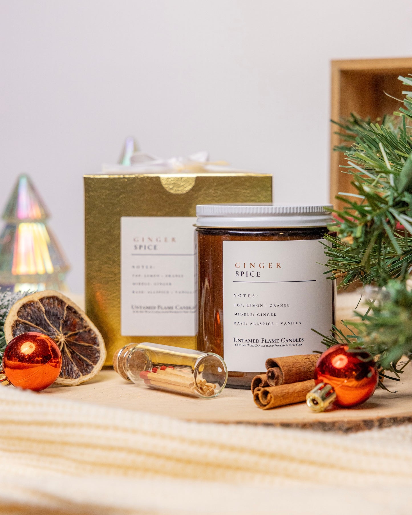 Ginger Spice 8oz Soy Wax Candle | Citrus, Warm Spice, Vanilla Aromatherapy Blend | Invigorating and Comforting Atmosphere
