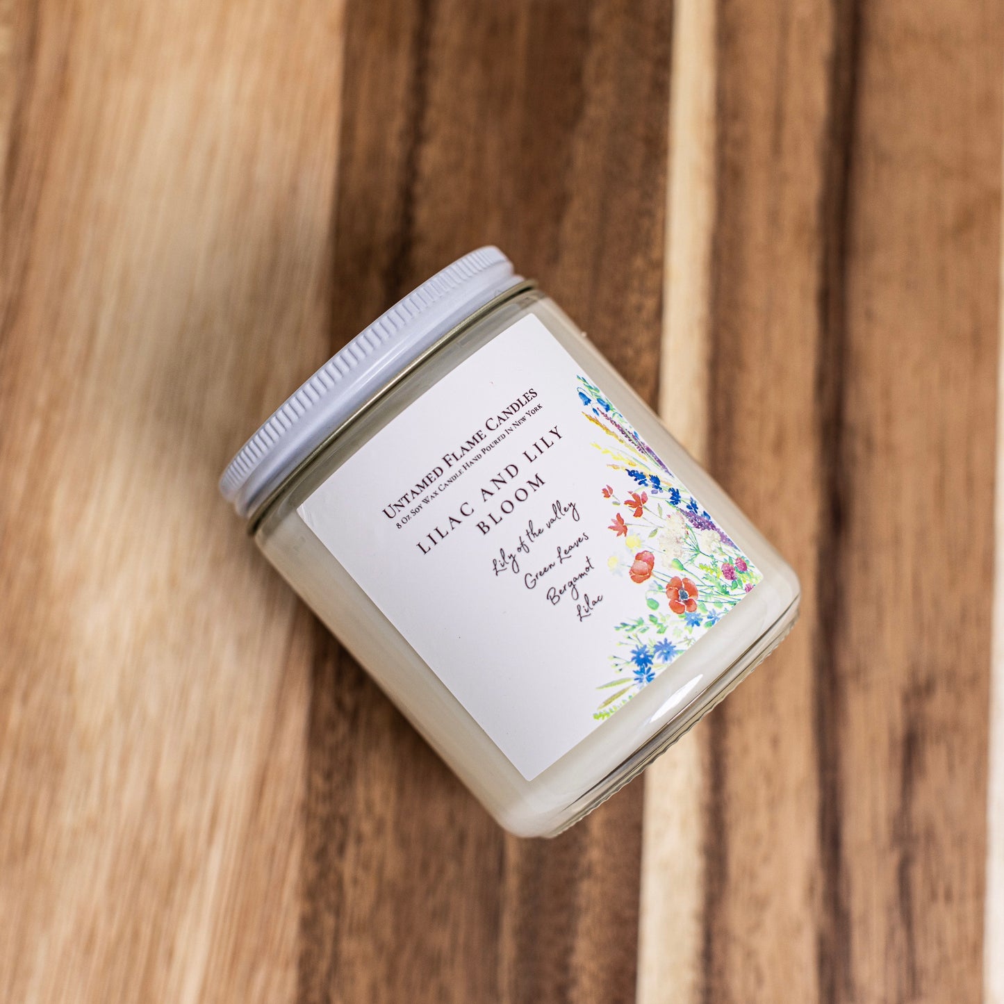 Lilac and Lily Bloom Soy Wax Candle | Bergamot, Green Leaves | Refreshing Spring Fragrance
