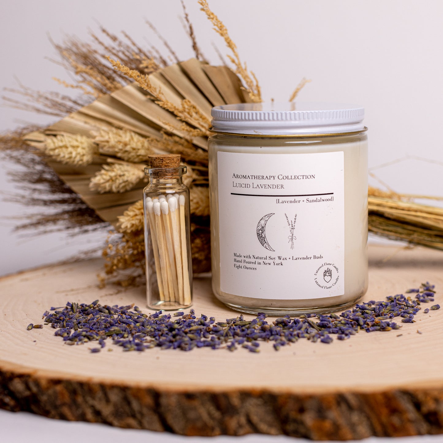 Lavender and Sandalwood Natural Soy Wax Candle | Aromatherapy Candle | Sleep | Destress | Meditation | Non-Toxic | Vegan | matches included