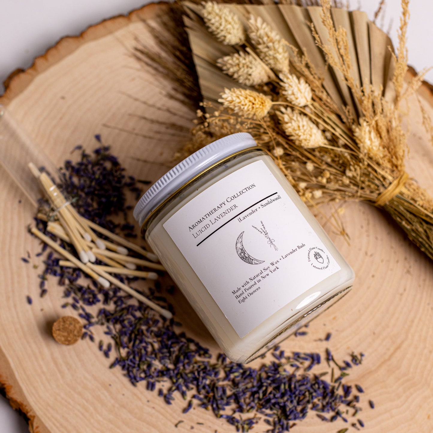 Lavender and Sandalwood Natural Soy Wax Candle | Aromatherapy Candle | Sleep | Destress | Meditation | Non-Toxic | Vegan | matches included