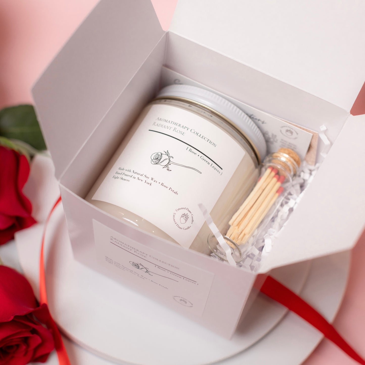 Rose Natural Soy Wax Candle | Aromatherapy candle | De-stress | happiness | Love | Meditation | Toxin-Free Candle | Vegan | Matches included