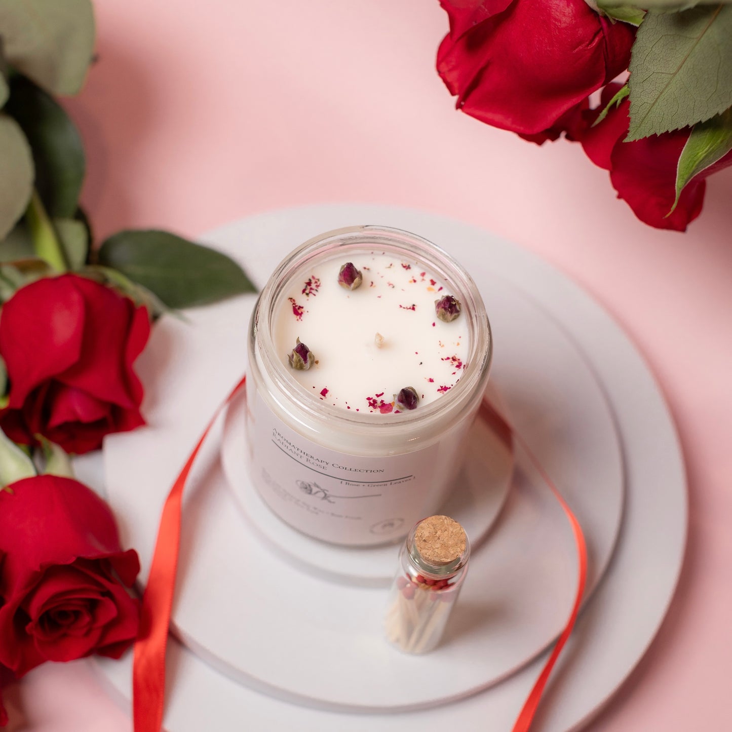 Rose Natural Soy Wax Candle | Aromatherapy candle | De-stress | happiness | Love | Meditation | Toxin-Free Candle | Vegan | Matches included