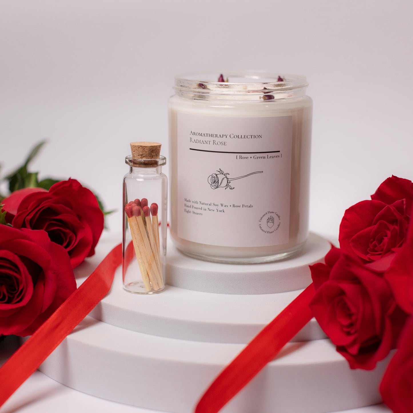 Rose Natural Soy Wax Candle | Aromatherapy candle | De-stress | happiness | Love | Meditation | Toxin-Free Candle | Vegan | Matches included