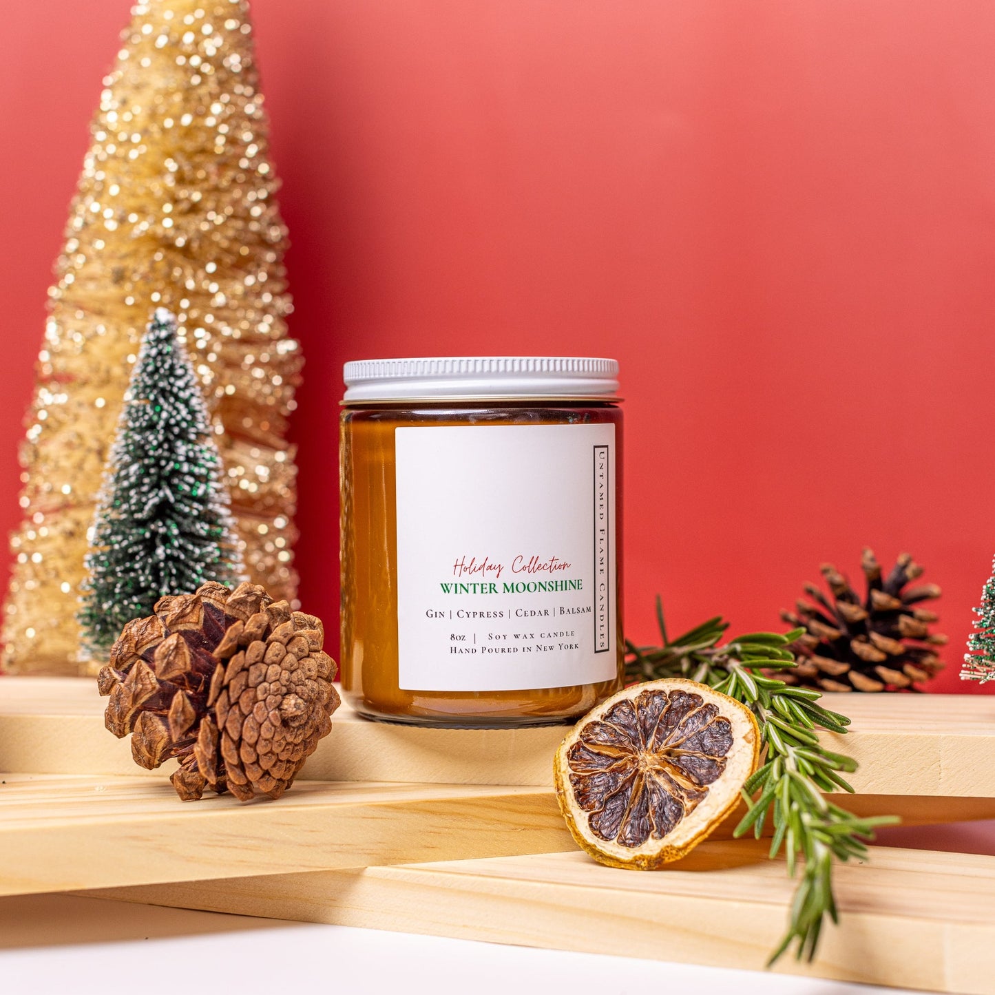 Winter Moonshine 8oz Soy Wax Candle | Dry Gin, Cypress, Cedar, Balsam | Cozy Holiday Ambiance