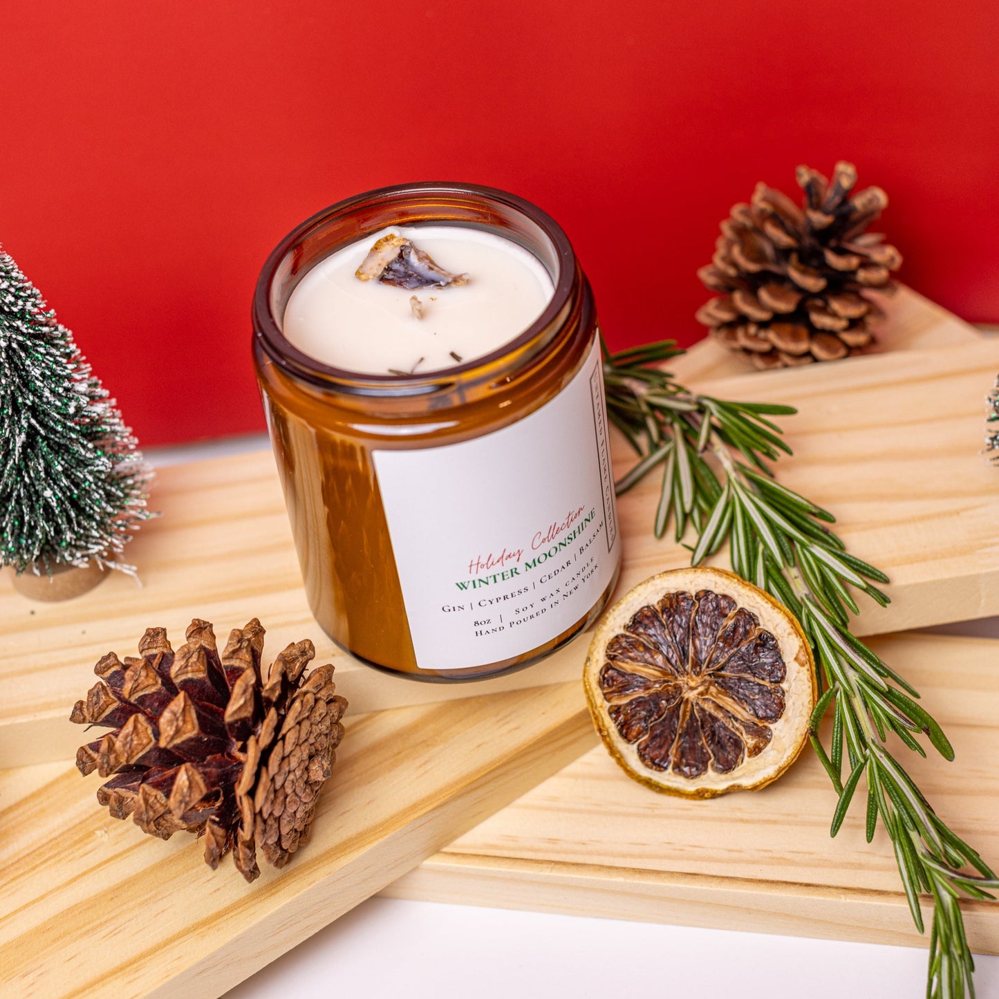 Winter Moonshine 8oz Soy Wax Candle | Dry Gin, Cypress, Cedar, Balsam | Cozy Holiday Ambiance