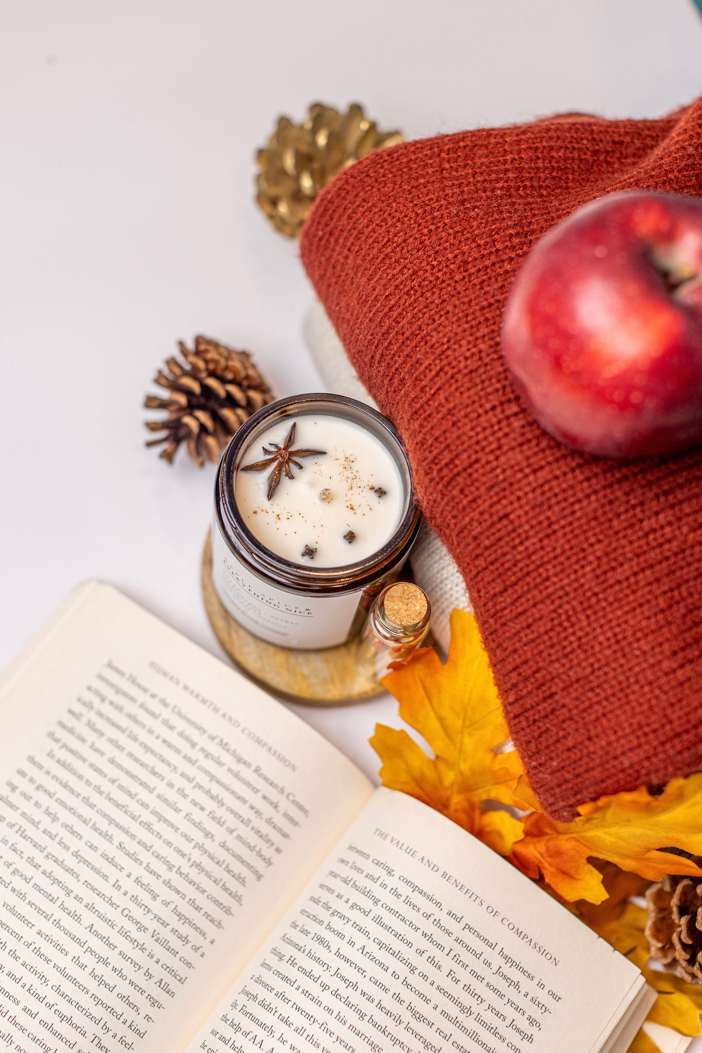 Apple & Spice & Everything Nice Soy Wax Candle | Fall Aroma | Crisp Apple, Cinnamon, Nutmeg, Cedar-wood | Non-Toxic, Handcrafted, Gift-Ready