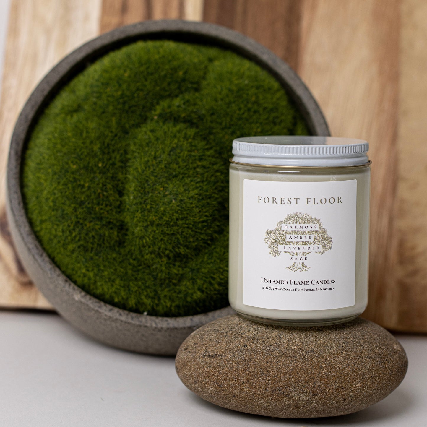 Forest Floor Soy Wax Candle | Tranquil Blend of Oak-Moss, Amber, Lavender, and Sage for Relaxation