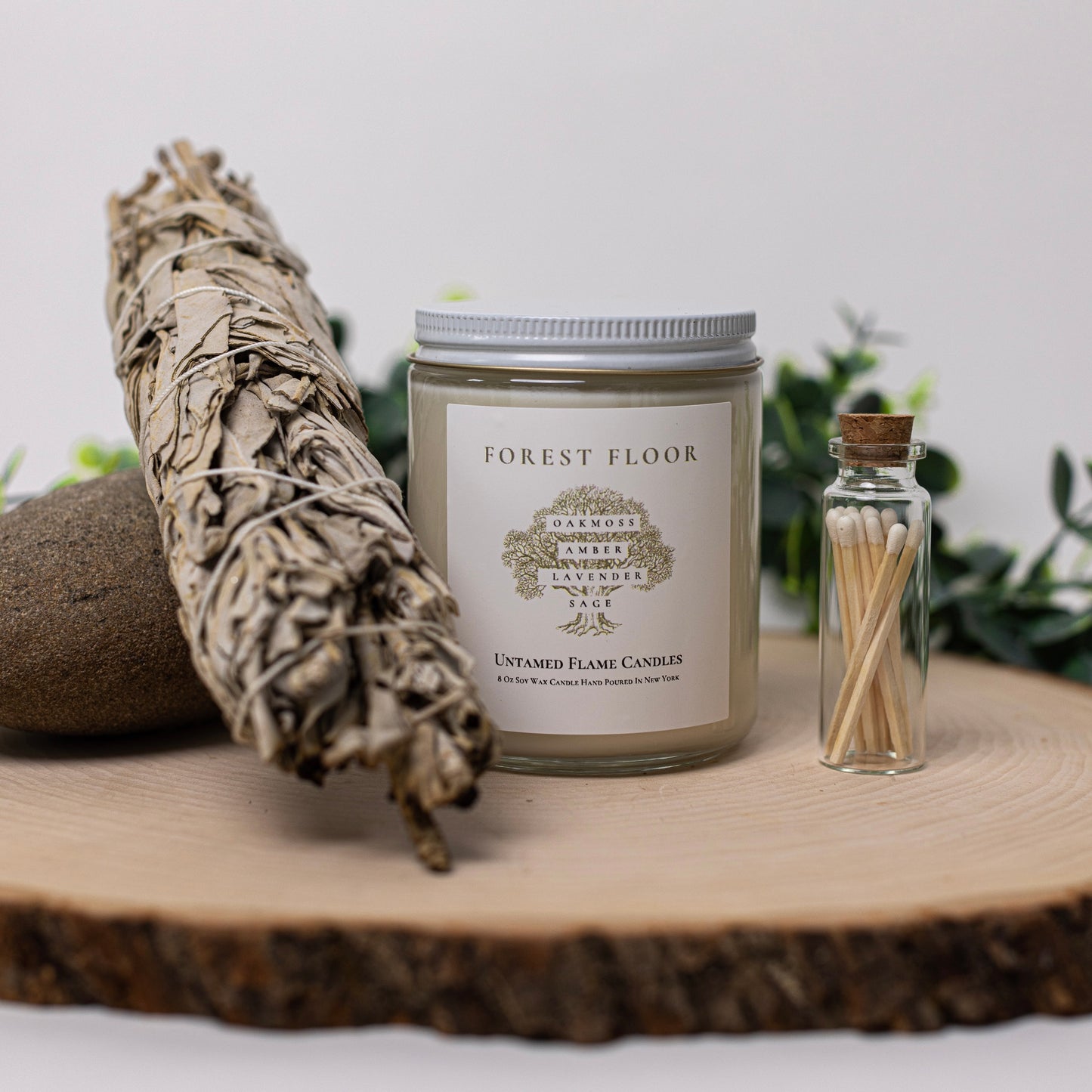 Forest Floor Soy Wax Candle | Tranquil Blend of Oak-Moss, Amber, Lavender, and Sage for Relaxation