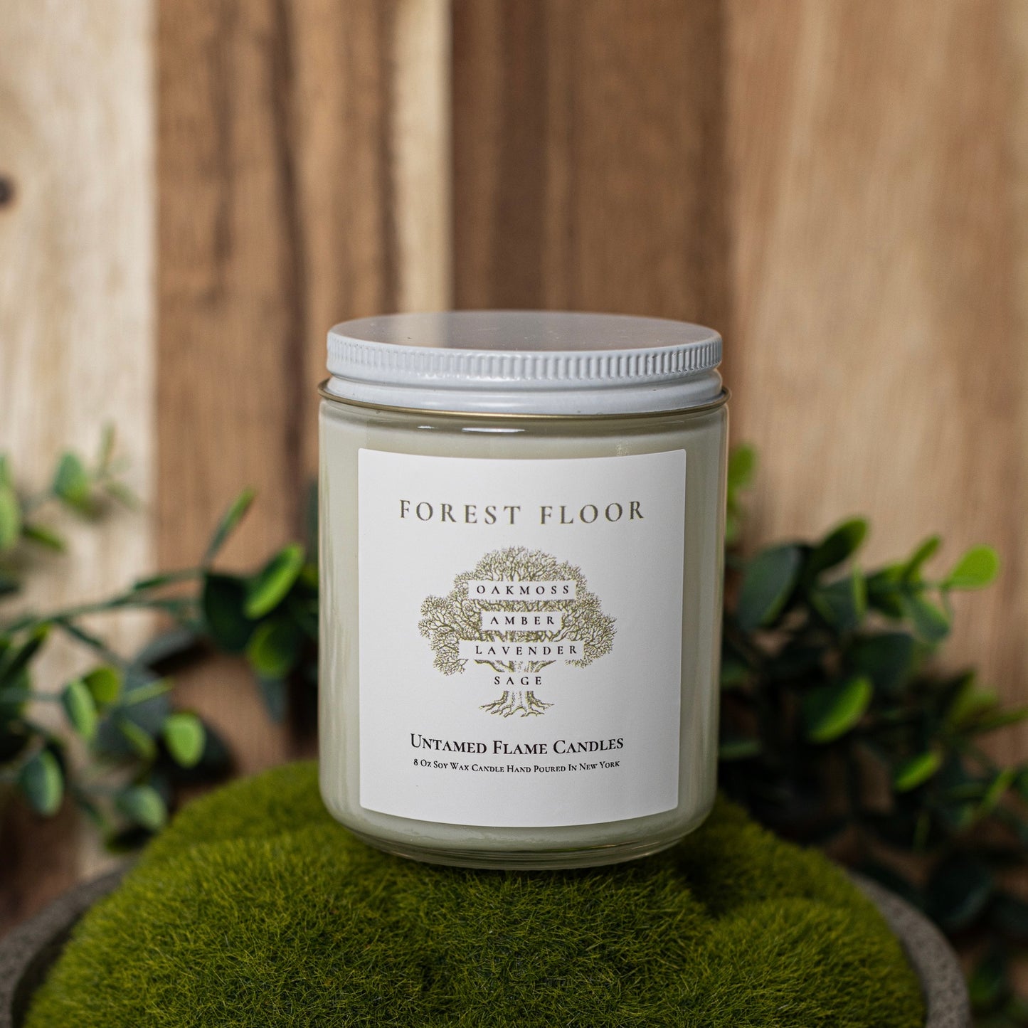 Forest Floor Soy Wax Candle | Tranquil Blend of Oak-Moss, Amber, Lavender, and Sage for Relaxation