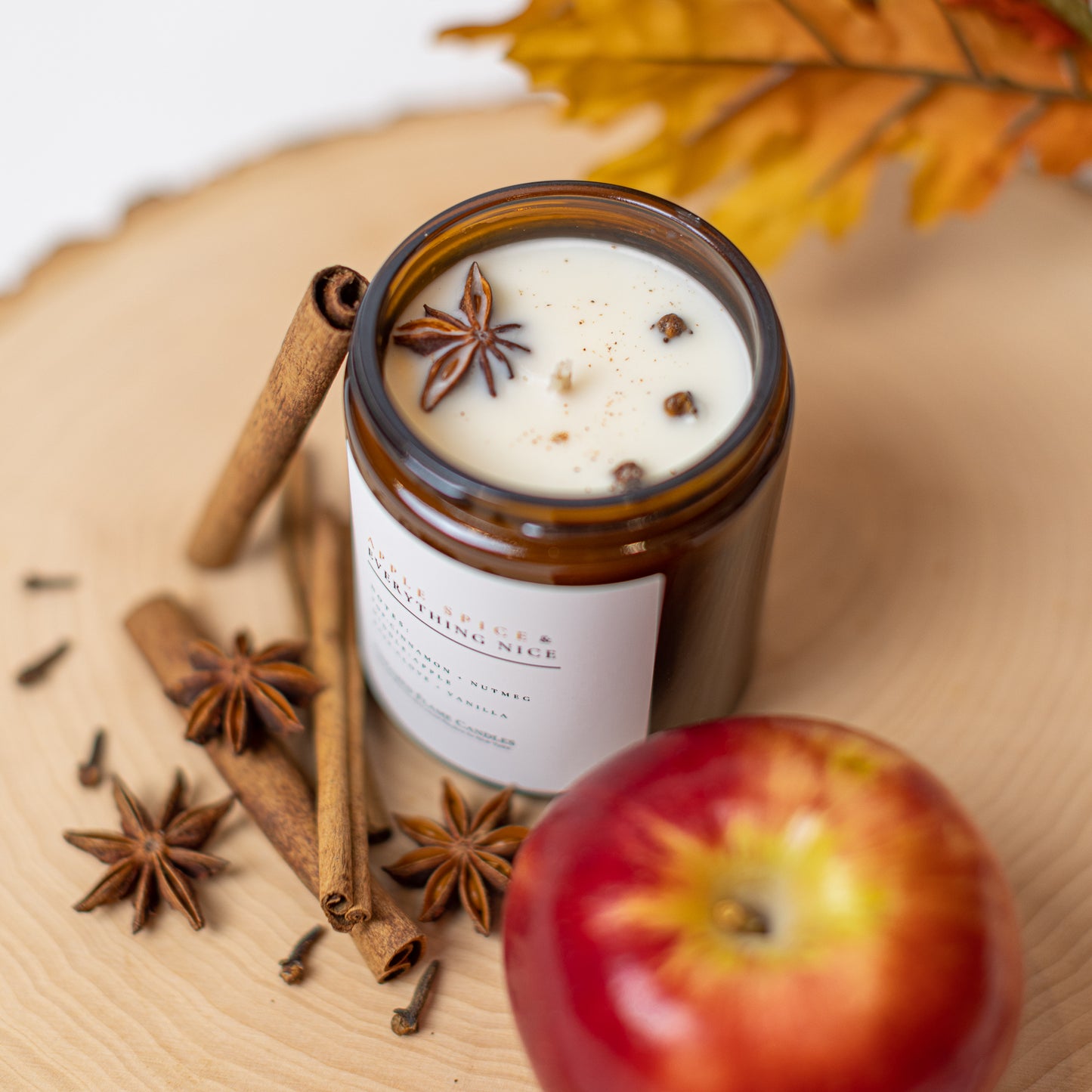 Apple & Spice & Everything Nice Soy Wax Candle | Fall Aroma | Crisp Apple, Cinnamon, Nutmeg, Cedar-wood | Non-Toxic, Handcrafted, Gift-Ready