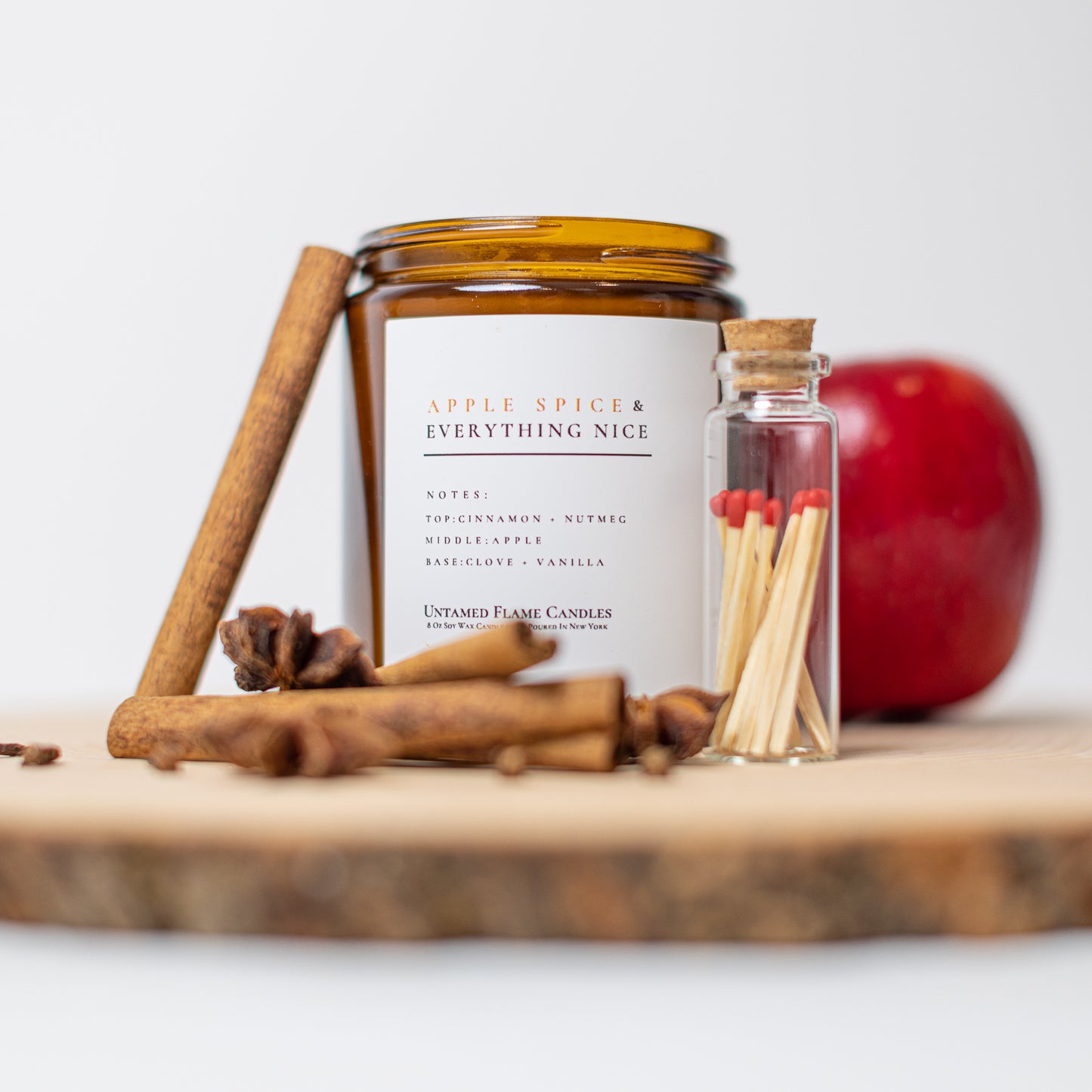 Apple & Spice & Everything Nice Soy Wax Candle | Fall Aroma | Crisp Apple, Cinnamon, Nutmeg, Cedar-wood | Non-Toxic, Handcrafted, Gift-Ready