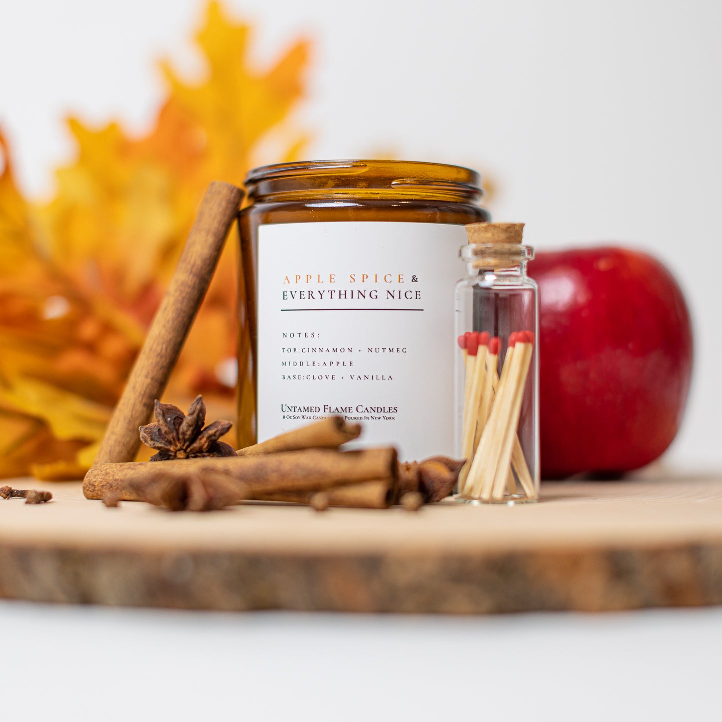 Apple & Spice & Everything Nice Soy Wax Candle | Fall Aroma | Crisp Apple, Cinnamon, Nutmeg, Cedar-wood | Non-Toxic, Handcrafted, Gift-Ready