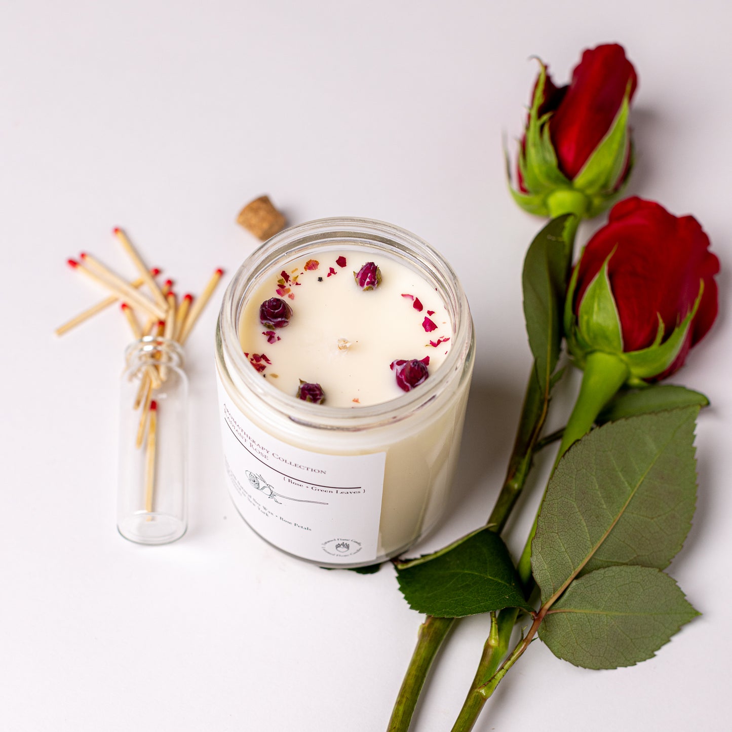 Rose Natural Soy Wax Candle | Aromatherapy candle | De-stress | happiness | Love | Meditation | Toxin-Free Candle | Vegan | Matches included