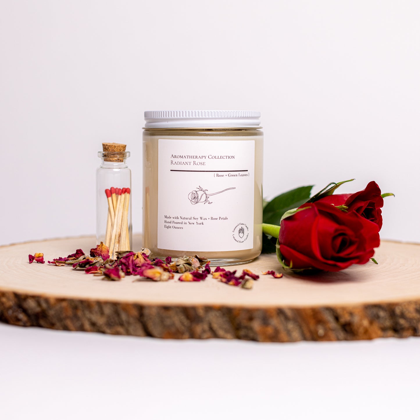 Rose Natural Soy Wax Candle | Aromatherapy candle | De-stress | happiness | Love | Meditation | Toxin-Free Candle | Vegan | Matches included