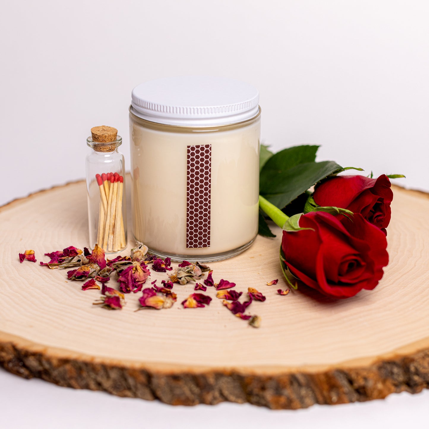 Rose Natural Soy Wax Candle | Aromatherapy candle | De-stress | happiness | Love | Meditation | Toxin-Free Candle | Vegan | Matches included