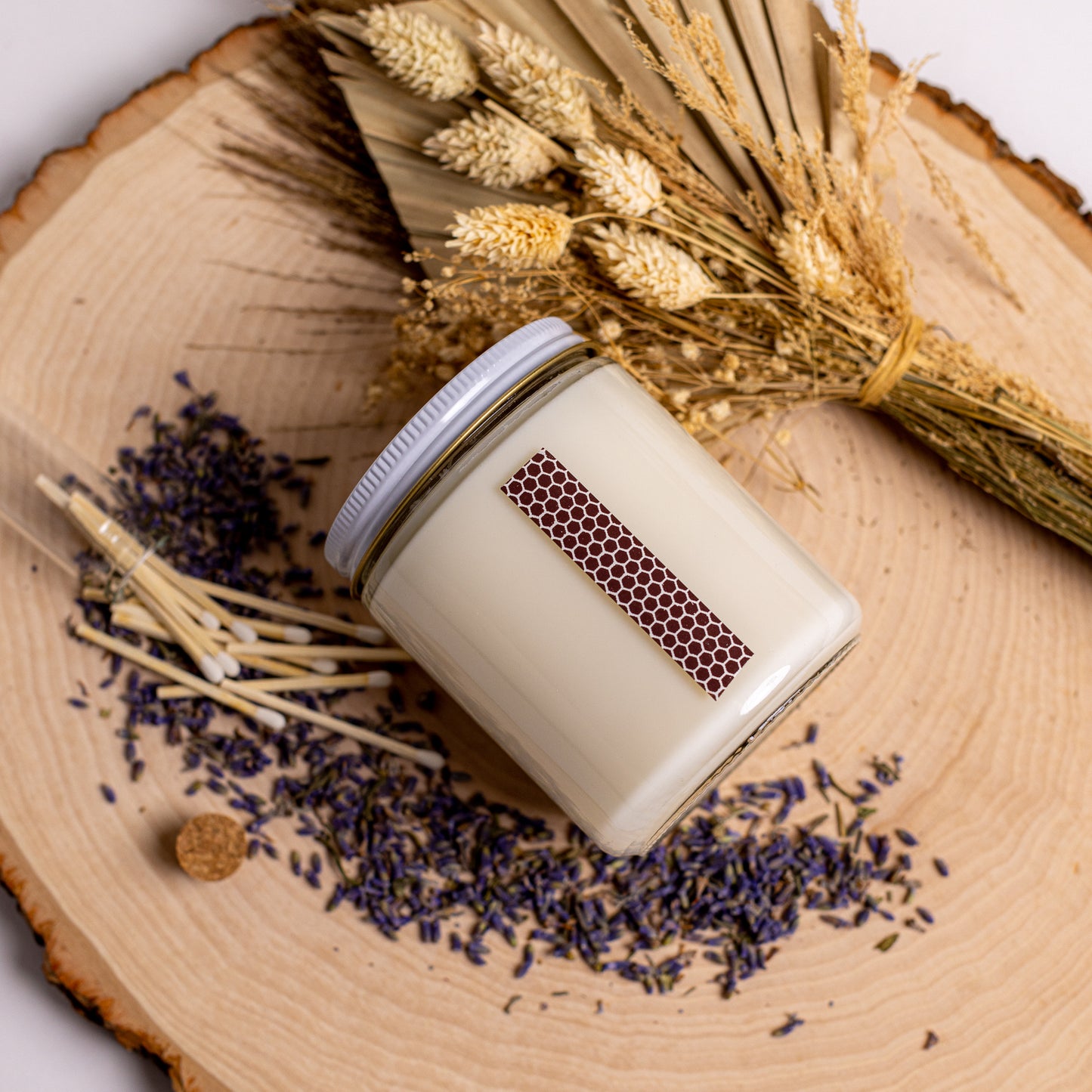 Lavender and Sandalwood Natural Soy Wax Candle | Aromatherapy Candle | Sleep | Destress | Meditation | Non-Toxic | Vegan | matches included