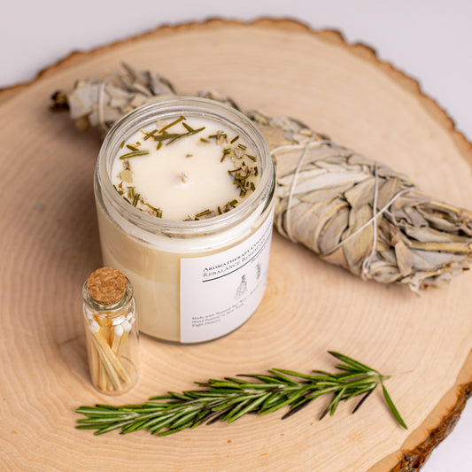 Rebalance Rosemary Soy Wax Candle | Restorative Aromatherapy for Energize and De-stress | Vegan & Toxin-Free | Matches Included